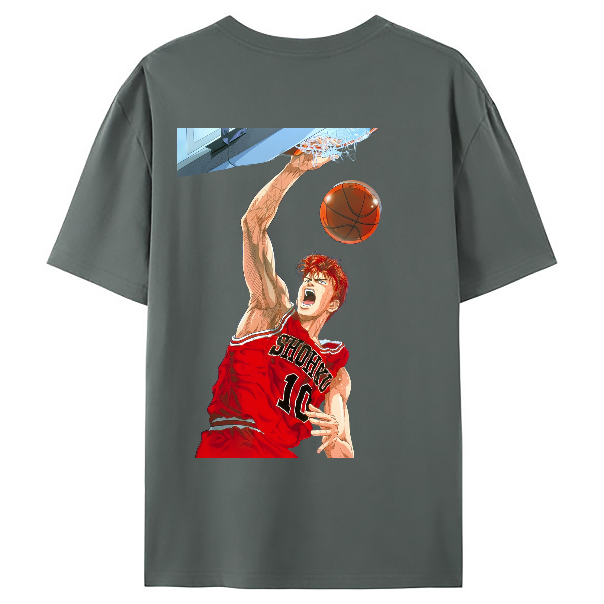 （画像用） SLAM DUNK／スラムダンク 綿100％ メンズ半袖Tシャツ（バックプリント） 通気性